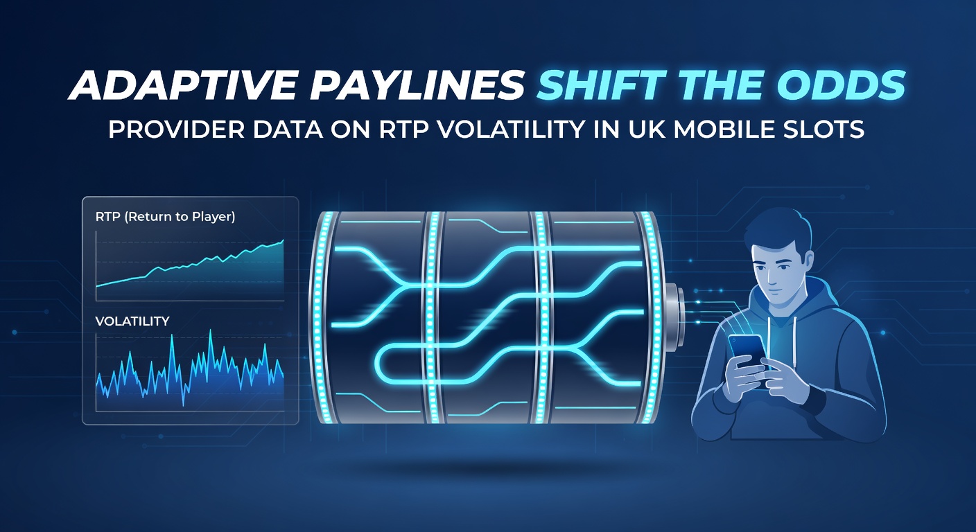 Chart displaying RTP curves and volatility peaks in adaptive payline mobile slots, with provider logos and UK market stats overlaid