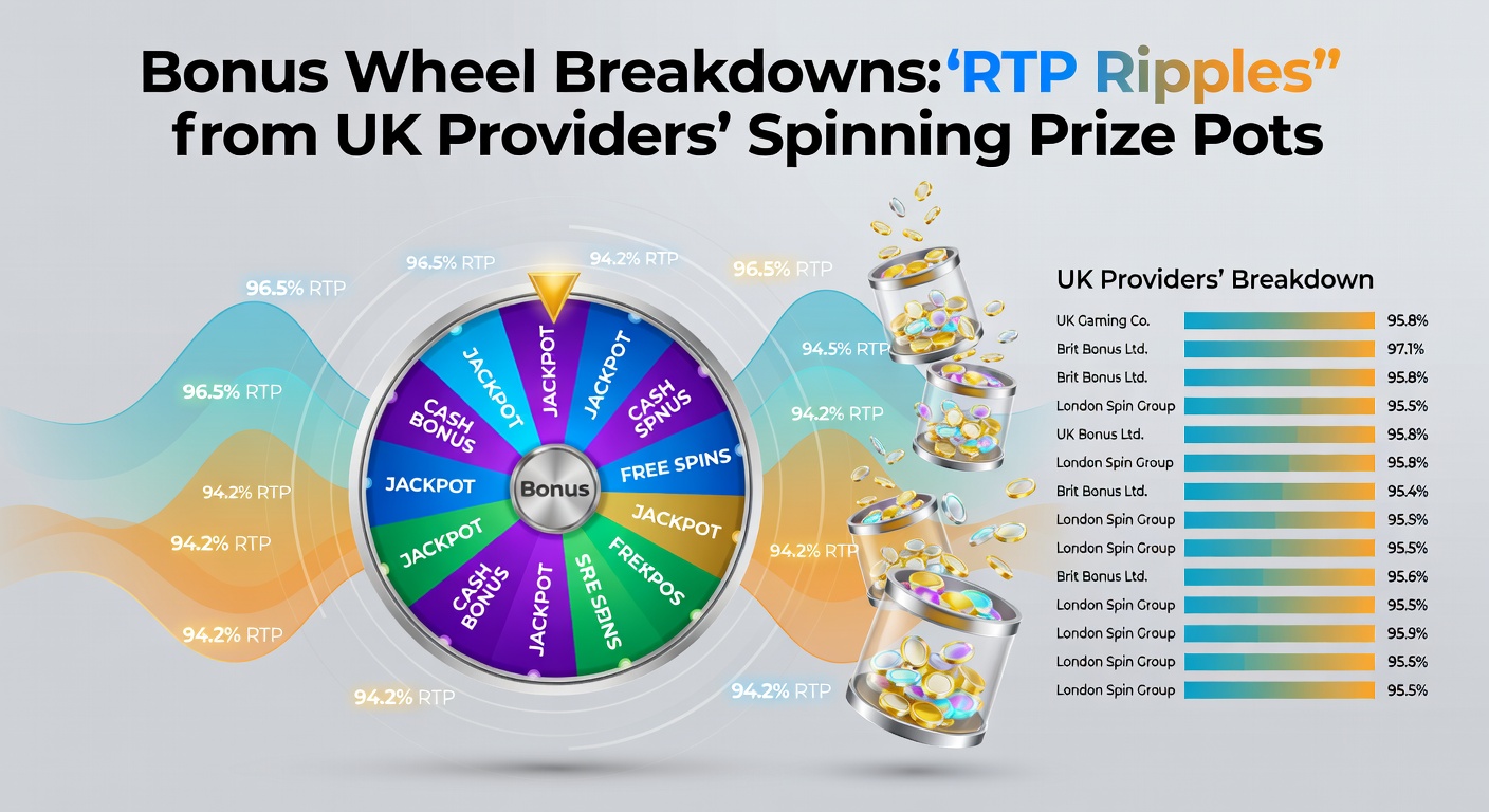 Vibrant bonus wheel from a UK slot game, showcasing segmented prize pots with multipliers and jackpots glowing under neon lights