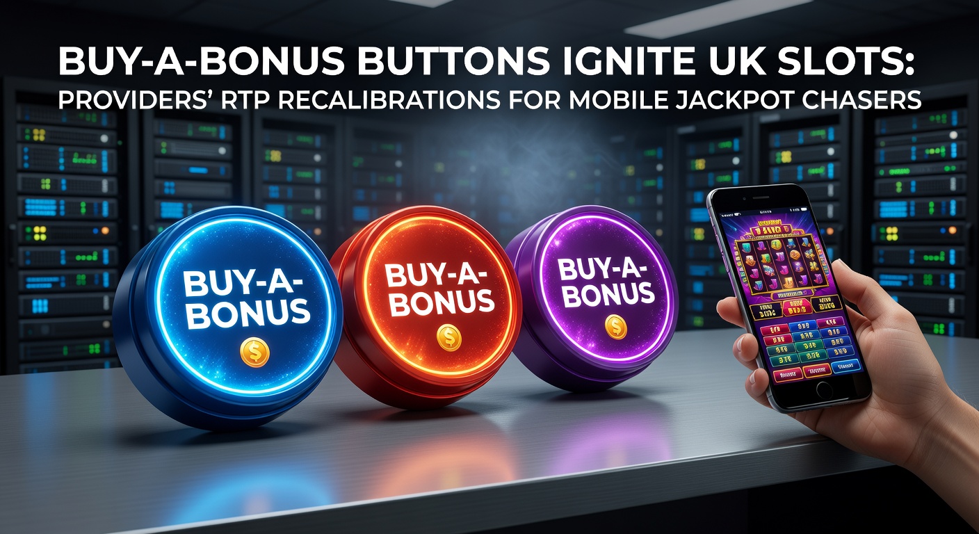 Vibrant slot screen showing a glowing buy-a-bonus button amid cascading symbols and jackpot meters on a mobile device