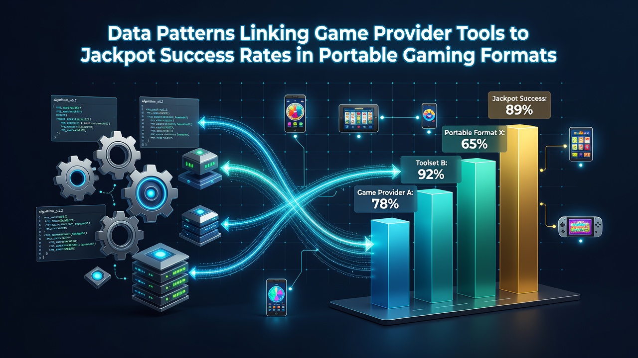 Mobile gaming interface displaying jackpot statistics linked to provider tool configurations