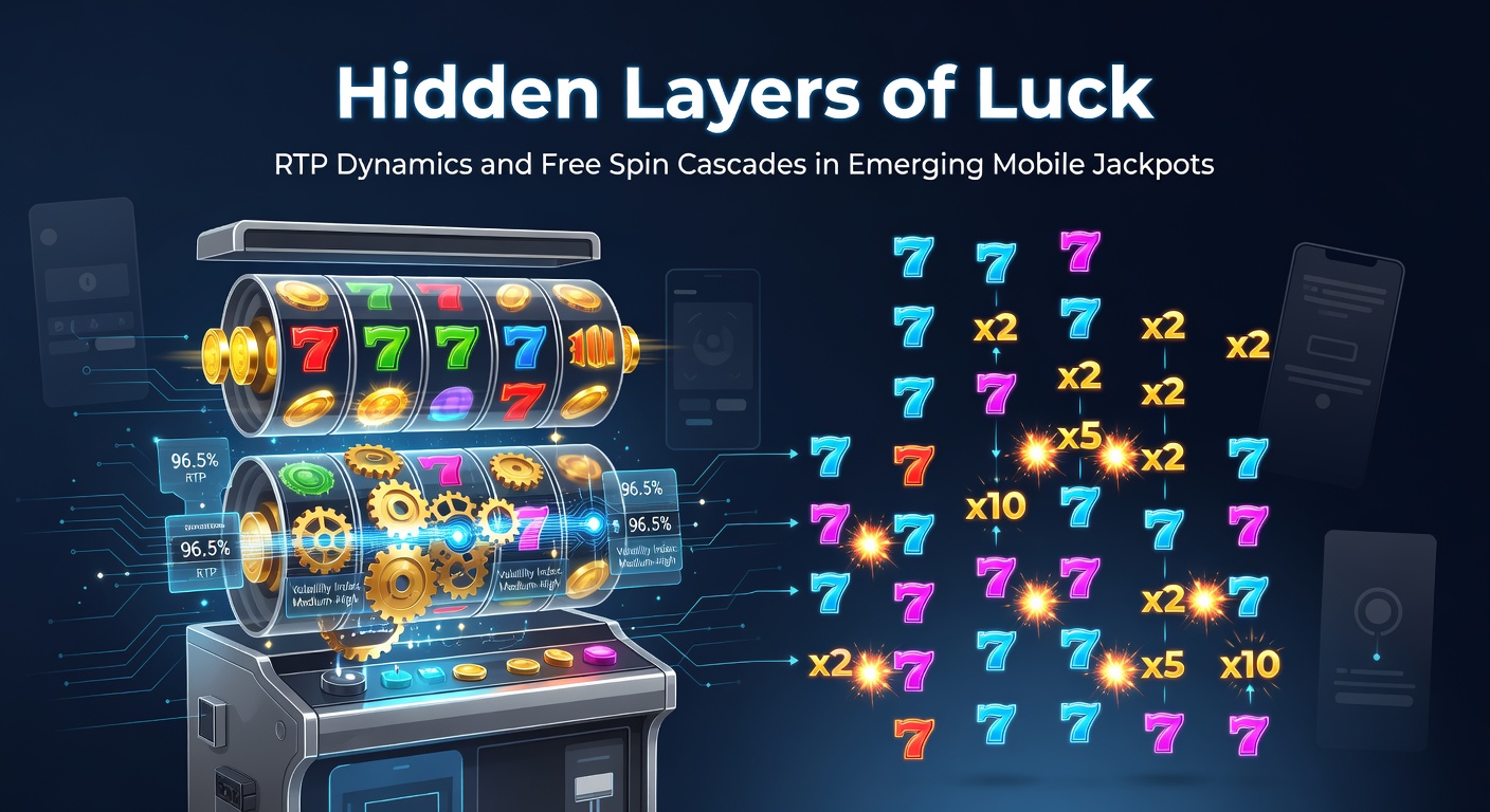 Close-up of a mobile slot screen during a massive free spin cascade, with exploding symbols, rising multipliers, and a swelling jackpot ticker