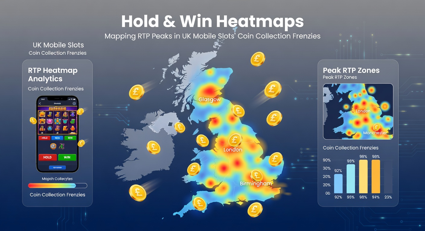 Detailed RTP heatmap diagram illustrating peak zones and coin collection paths in a Hold & Win mobile slot bonus round