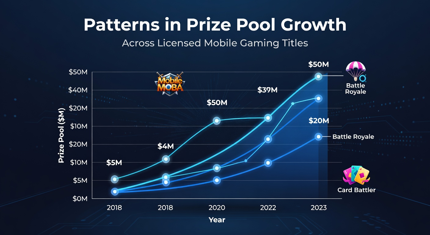 Chart showing prize pool growth trends in licensed mobile gaming titles from 2020 to 2026