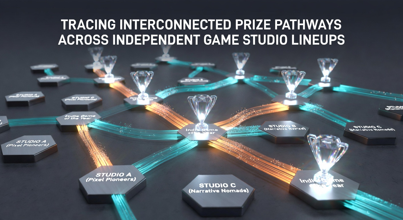 Overview of interconnected prize pathways linking multiple independent game studio lineups